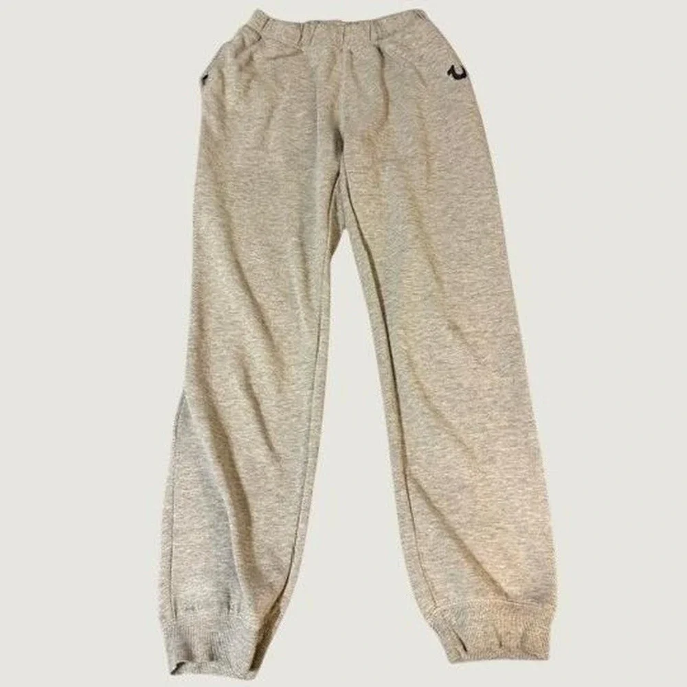 True Religion Joggers Mens XL Gray Horseshoe Logo Fleece Sweatpants EUC